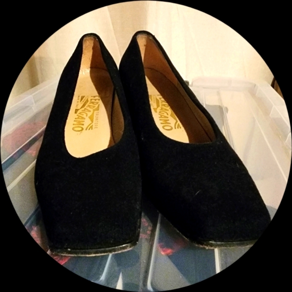 Ferragamo Suede Chunky Heels - Picture 3 of 9